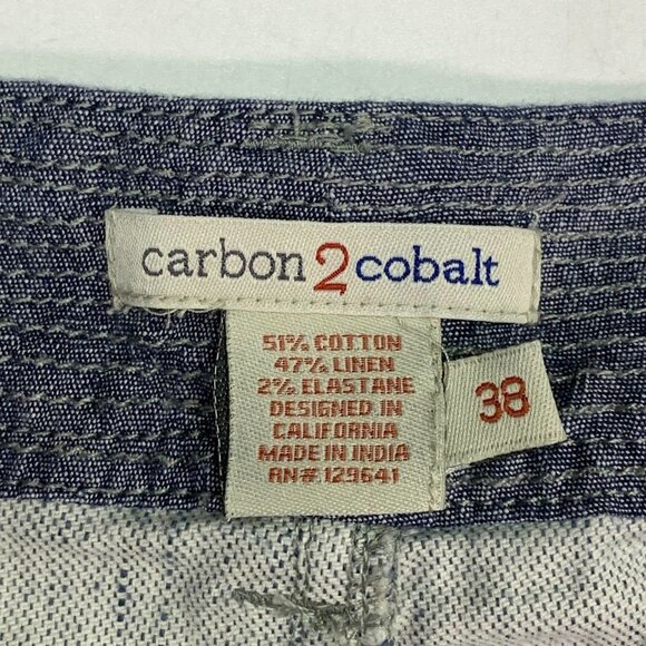 Carbon‎ 2 Cobalt Men's Panache Cotton Linen Blend Flat Front Chino Shorts SZ 38 - Picture 6 of 13